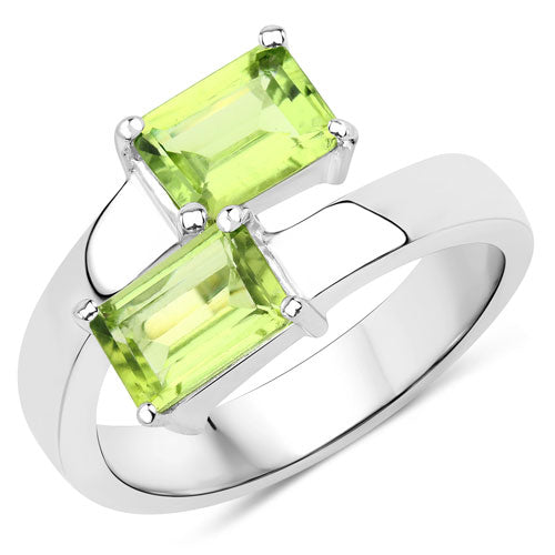 Bague en argent sterling 925 avec péridot véritable de 2,00 carats