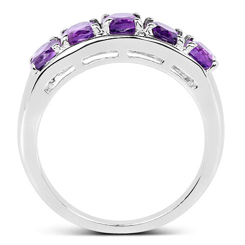 1.70 Carat Genuine  Amethyst .925 Sterling Silver Ring