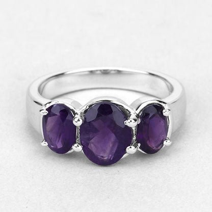 3.20 Carat Genuine Amethyst .925 Sterling Silver Ring