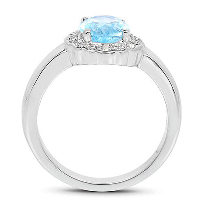2.58 Carat Genuine  Blue Topaz and White Topaz .925 Sterling Silver Ring