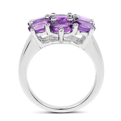 3.01 Carat Genuine  Amethyst .925 Sterling Silver Ring