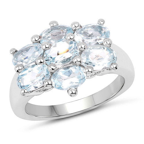 3.57 Carat Genuine  Blue Topaz .925 Sterling Silver Ring