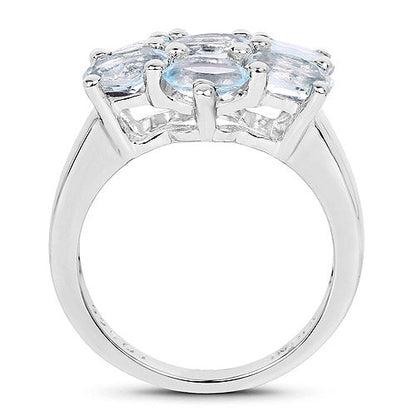 3.57 Carat Genuine  Blue Topaz .925 Sterling Silver Ring