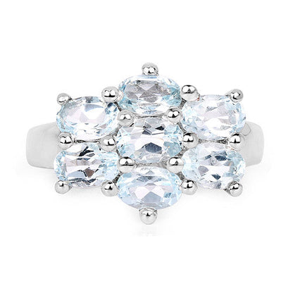 3.57 Carat Genuine  Blue Topaz .925 Sterling Silver Ring