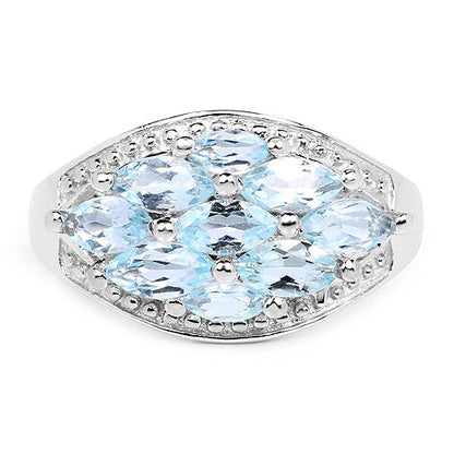 2.50 Carat Genuine  Blue Topaz .925 Sterling Silver Ring