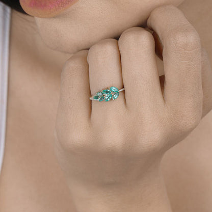 0.68 Carat Genuine Zambian Emerald and White Diamond 14K Yellow Gold Ring