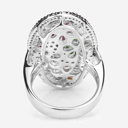 5.01 Carat Genuine Multi Stones .925 Sterling Silver Ring