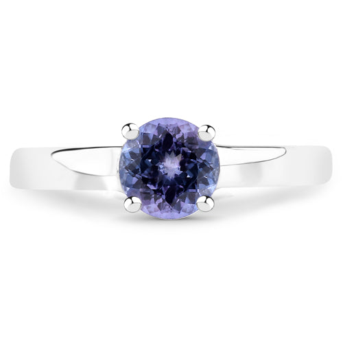 0.95 Carat Genuine Tanzanite .925 Sterling Silver Ring