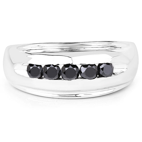 0.50 Carat Genuine Black Diamond .925 Sterling Silver Ring