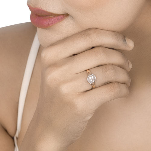 0.78 Carat Genuine Morganite and White Diamond 14K Rose Gold Ring