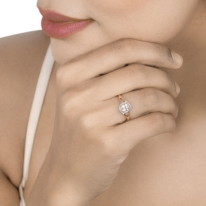 0.78 Carat Genuine Morganite and White Diamond 14K Rose Gold Ring