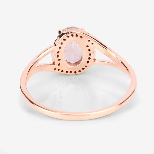 0.78 Carat Genuine Morganite and White Diamond 14K Rose Gold Ring