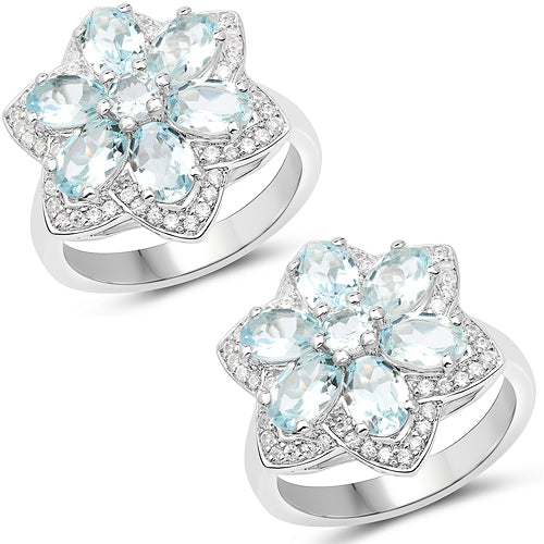 2.88 Carat Genuine Aquamarine .925 Sterling Silver Ring