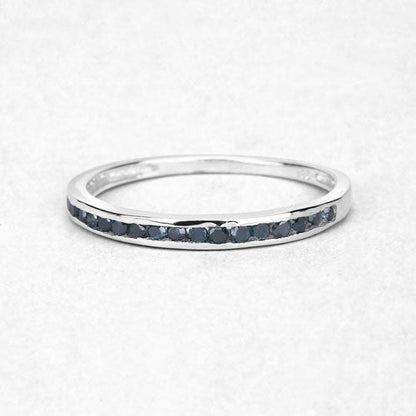 0.20 Carat Genuine Blue Diamond .925 Sterling Silver Ring