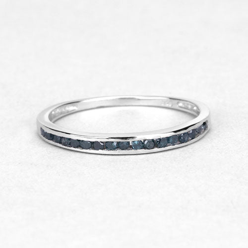 0.20 Carat Genuine Blue Diamond .925 Sterling Silver Ring