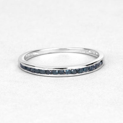 0.20 Carat Genuine Blue Diamond .925 Sterling Silver Ring