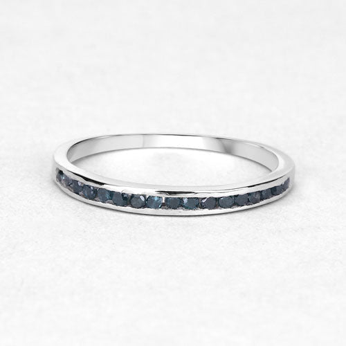0.20 Carat Genuine Blue Diamond .925 Sterling Silver Ring