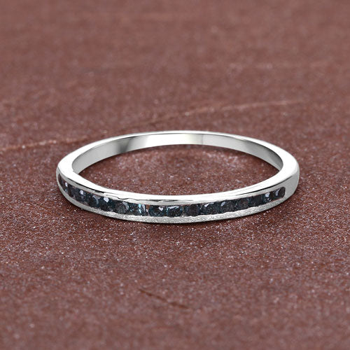 0.20 Carat Genuine Blue Diamond .925 Sterling Silver Ring