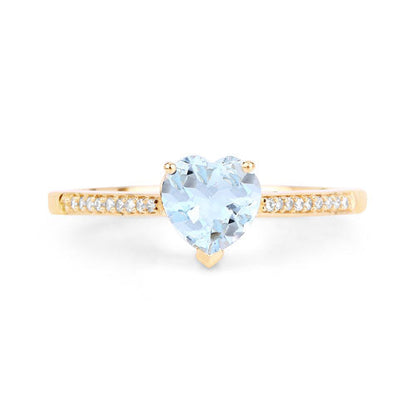 0.65 Carat Genuine Aquamarine and White Diamond 14K Yellow Gold Ring
