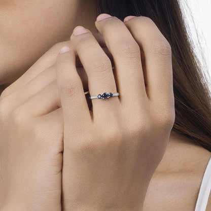 0.56 Carat Genuine Blue Sapphire and White Diamond 14K White Gold Ring