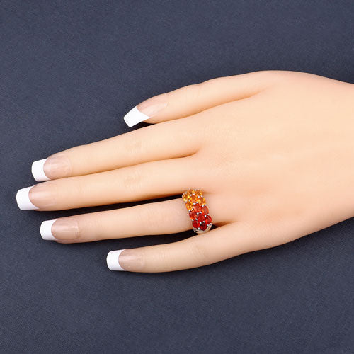 1.56 Carat Genuine Fire Opal .925 Sterling Silver Ring