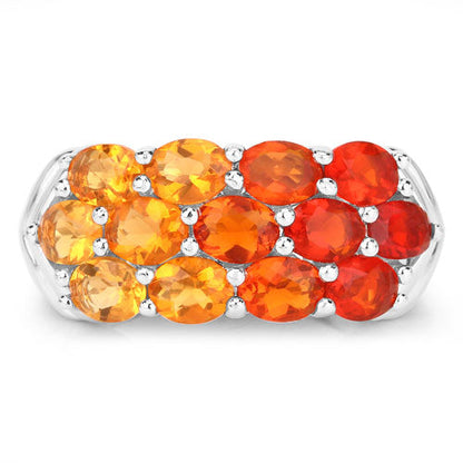 1.56 Carat Genuine Fire Opal .925 Sterling Silver Ring