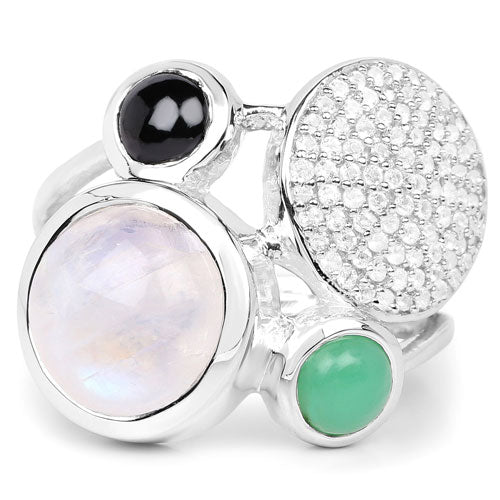 5.90 Carat Genuine Multi Stone .925 Sterling Silver Ring