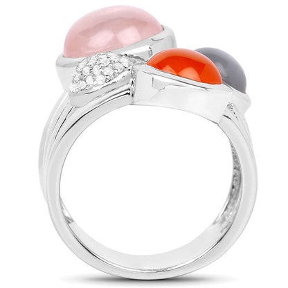 5.96 Carat Genuine Multi Stone .925 Sterling Silver Ring