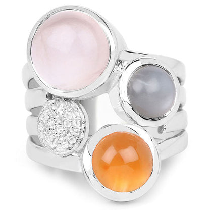 5.96 Carat Genuine Multi Stone .925 Sterling Silver Ring