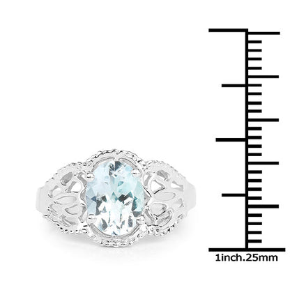 1.50 Carat Genuine Aquamarine .925 Sterling Silver Ring