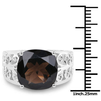 7.09 Carat Genuine Smoky Quartz .925 Sterling Silver Ring