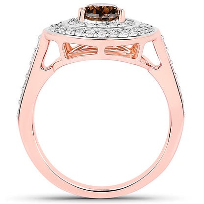 1.64 Carat Genuine Chocolate Brown Diamond and White Diamond 18K Rose Gold Ring