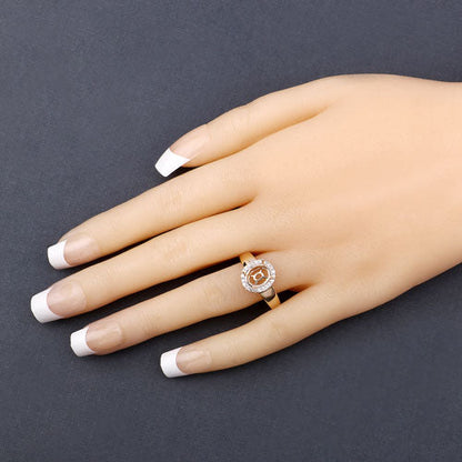 0.22 Carat Genuine White Diamond 14K Yellow Gold Semi Mount Ring - holds 9x7mm Oval Gemstone