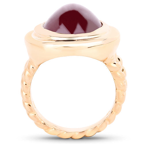 14K Rose Gold Plated 17.60 Carat Genuine Glass Filled Ruby .925 Sterling Silver Ring