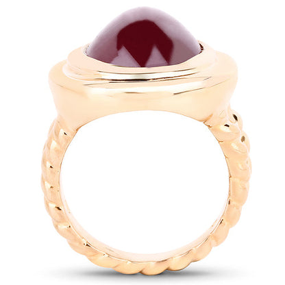 14K Rose Gold Plated 17.60 Carat Genuine Glass Filled Ruby .925 Sterling Silver Ring