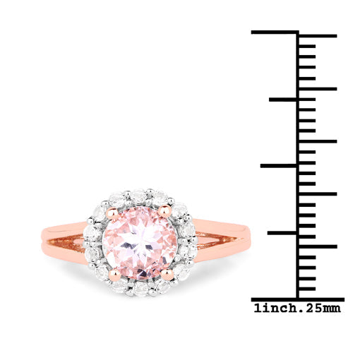2.25 Carat Genuine Kunzite and White Topaz .925 Sterling Silver Ring