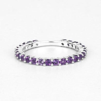 0.78 Carat Genuine Amethyst .925 Sterling Silver Ring