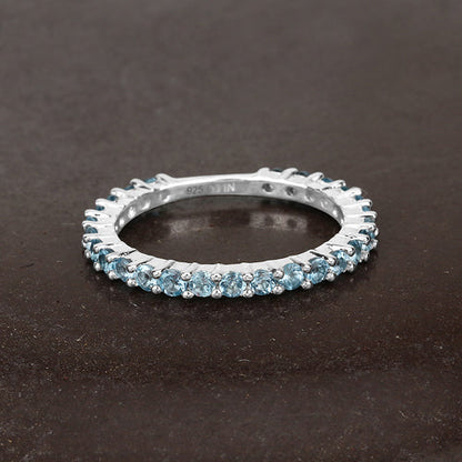 0.94 Carat Genuine Swiss Blue Topaz .925 Sterling Silver Ring