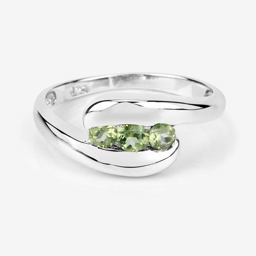 0.56 Carat Genuine Peridot .925 Sterling Silver Ring