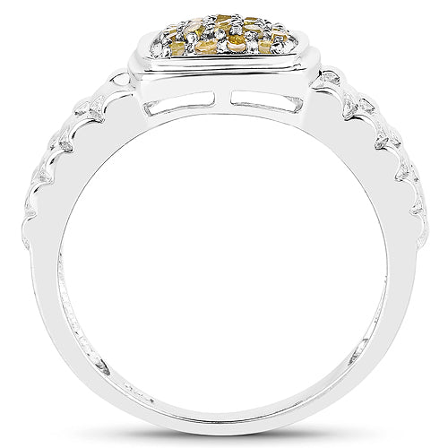 0.25 Carat Genuine Yellow Diamond .925 Sterling Silver Ring