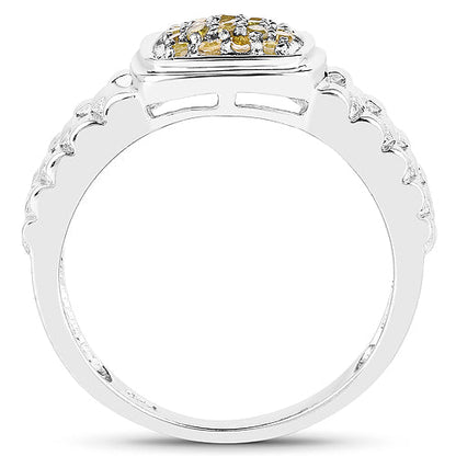 0.25 Carat Genuine Yellow Diamond .925 Sterling Silver Ring