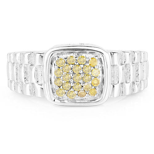 0.25 Carat Genuine Yellow Diamond .925 Sterling Silver Ring