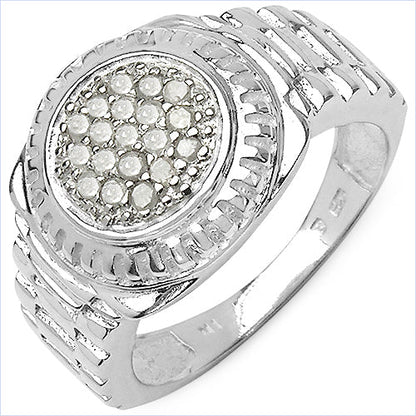 0.20 Carat Genuine White Diamond .925 Sterling Silver Ring