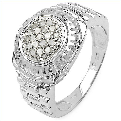 0.20 Carat Genuine White Diamond .925 Sterling Silver Ring