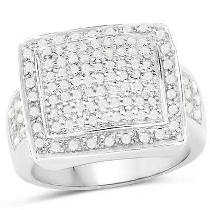 0.61 Carat Genuine White Diamond .925 Sterling Silver Ring