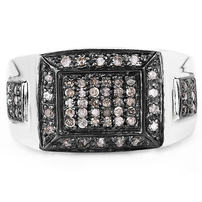 0.52 Carat Genuine Champagne Diamond .925 Sterling Silver Ring