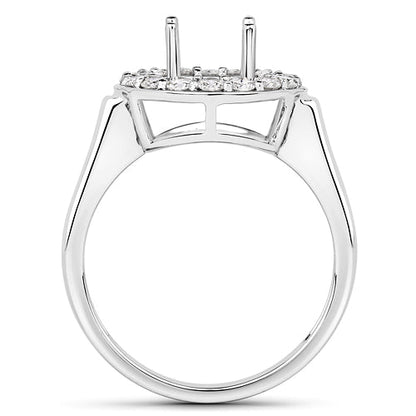 0.48 Carat Genuine White Diamond 14K White Gold Semi Mount Ring - holds 8.00mm Round Gemstone