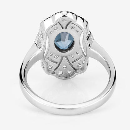 1.32 Carat Genuine London Blue Topaz and White Topaz .925 Sterling Silver Ring