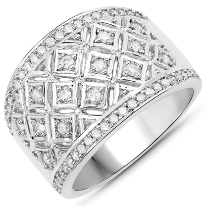 0.52 Carat Genuine White Diamond .925 Sterling Silver Ring