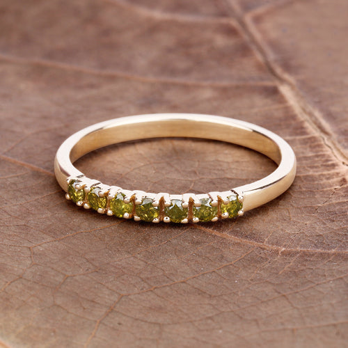 0.22 Carat Genuine Dark Yellow Diamond 14K Yellow Gold Ring (I1-I2)
